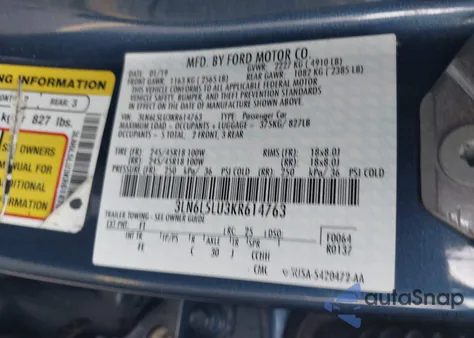 2019 Lincoln Mkz Hybrid Reserve I z USA, uszkodzony, nr VIN 3LN6L5LU3KR614763